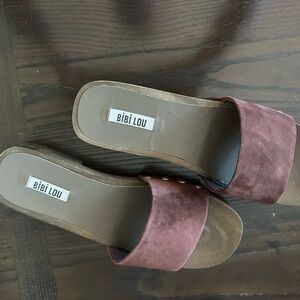 Anthropologie Burgundy Slide Sandals